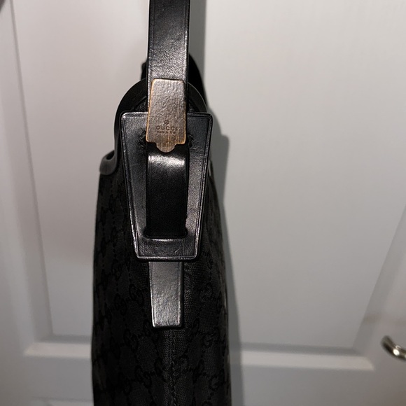 GUCCI 🖤 Black GG monogram Leather/Canvas Guccisima Authentic Vintage 12x11 inch - Picture 2 of 12
